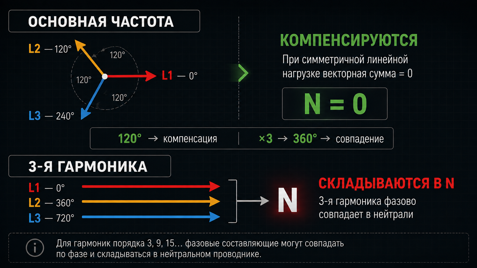 Третья гармоника и ток в нейтральном проводнике