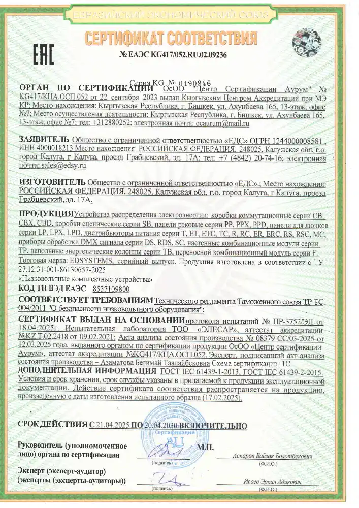 Сертификат соответствия — Дистрибутивная продукция