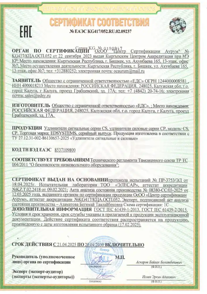 Сертификат соответствия — Кабельная продукция